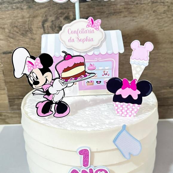 Topo de Bolo Minnie Confeiteira