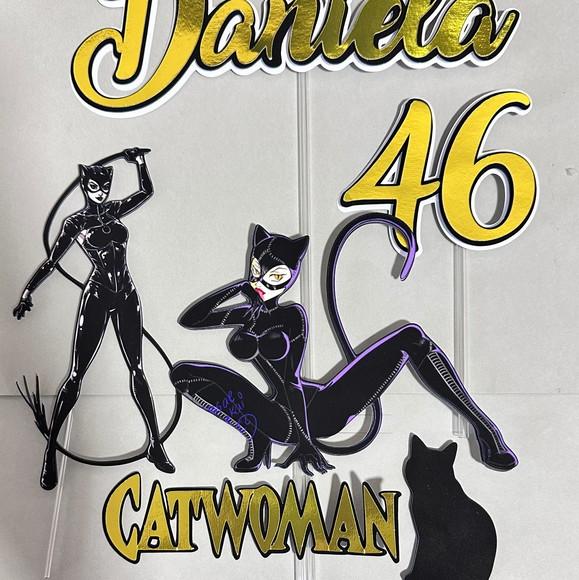 Topo de Bolo Mulher Gato