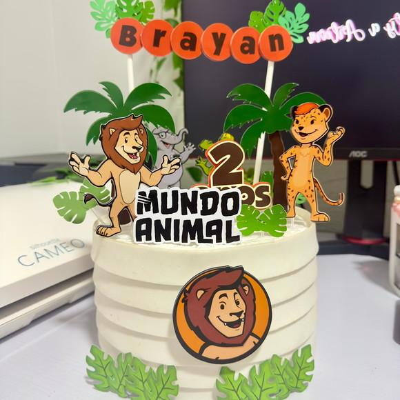 Topo de Bolo Mundo Animal