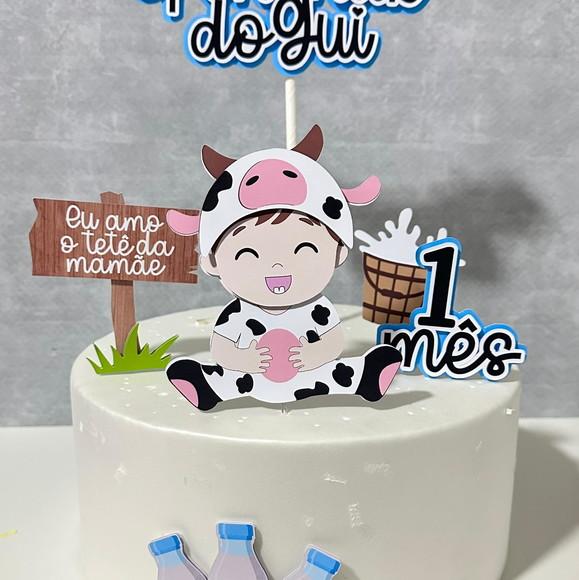 Topo de Bolo Open Milk Vaquinha Tete