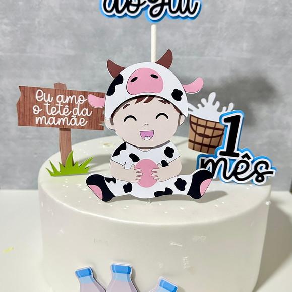 Topo de Bolo Open Milk Vaquinha Tete