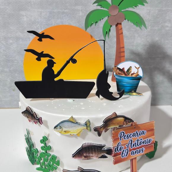 Topo de Bolo Pesca Pescador