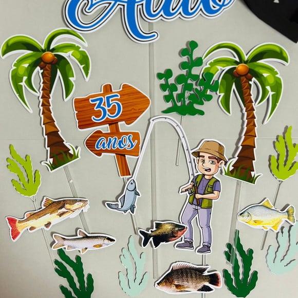 Topo de Bolo Pesca Pescador Pescaria