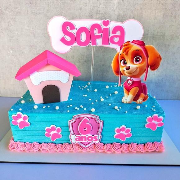 Topo de Bolo Skye Patrulha Canina Casinha 3d