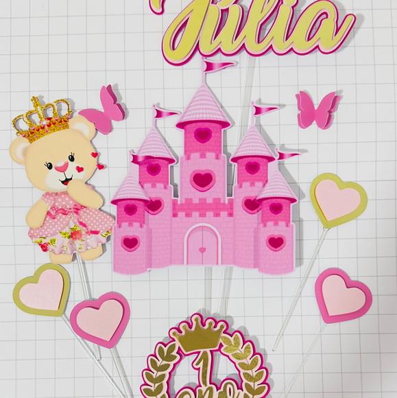 Topo de Bolo Ursinha Princesa