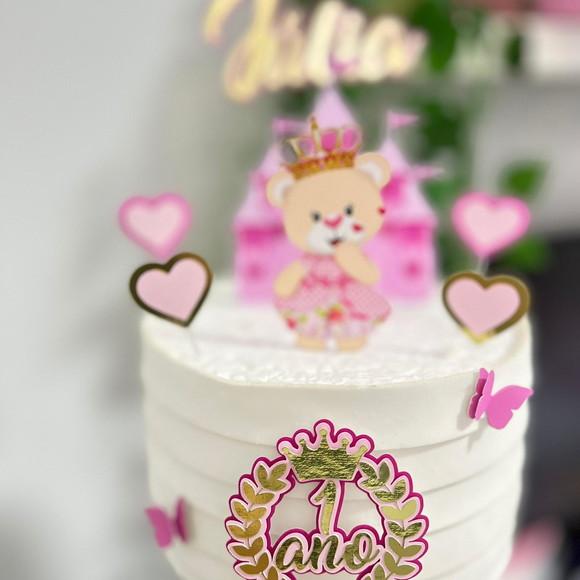 Topo de Bolo Ursinha Princesa