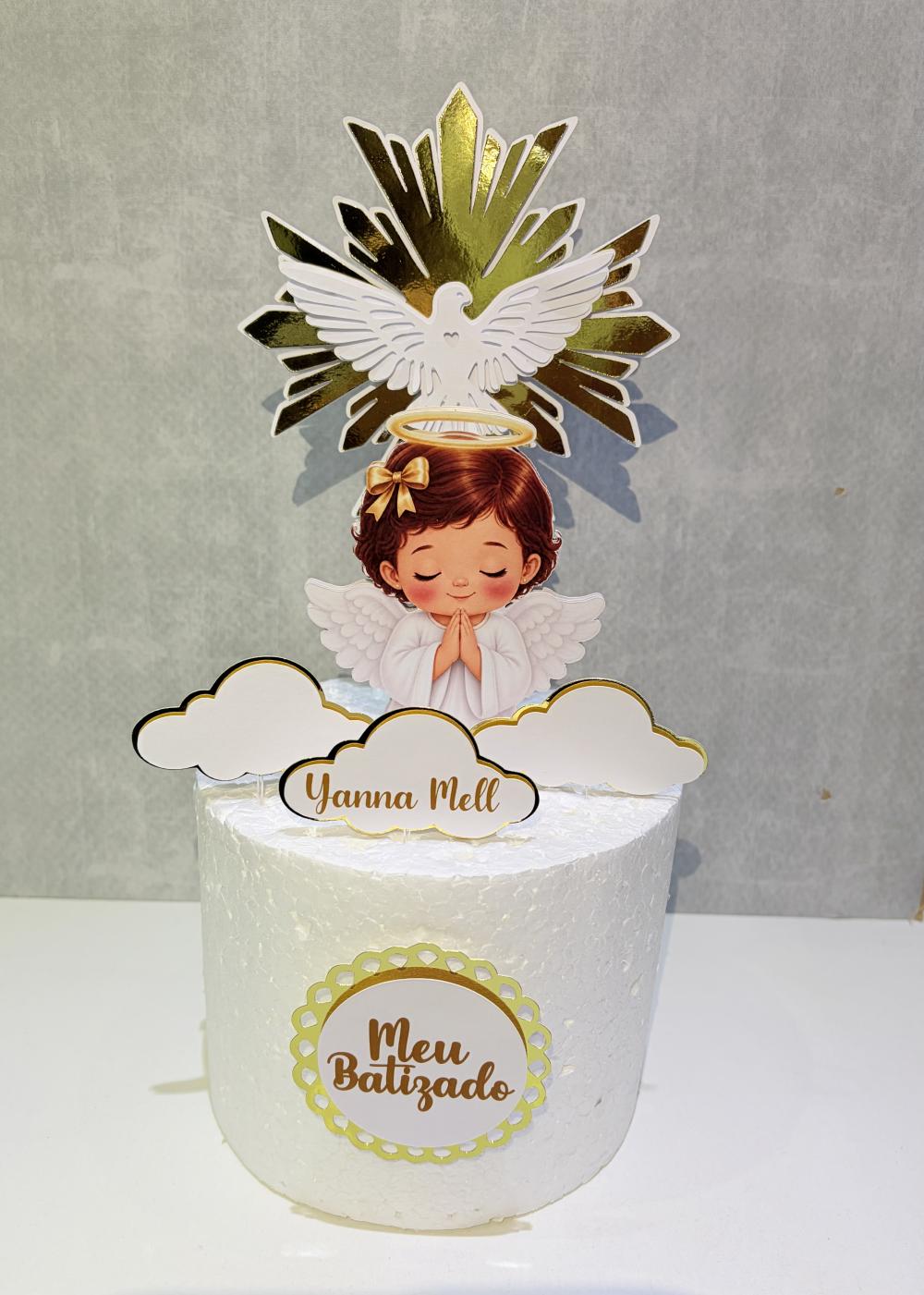 Topo de Bolo Topper Batizado Menina