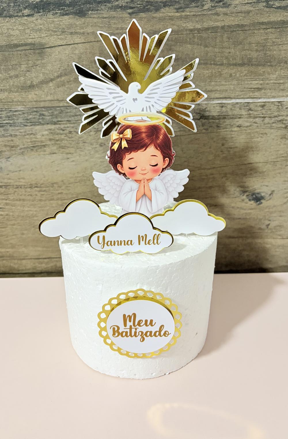 Topo de Bolo Topper Batizado Menina