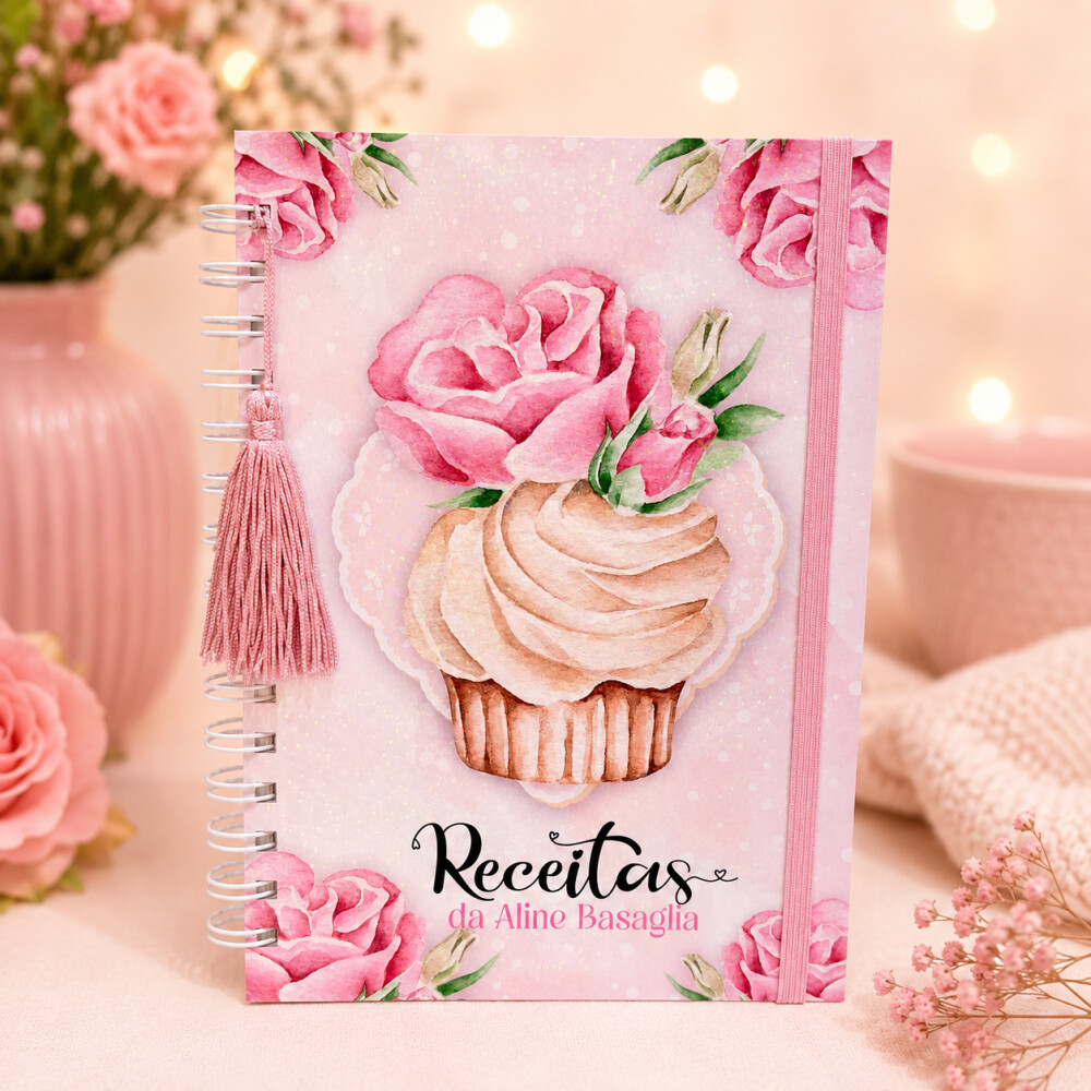 Caderno de Receitas Personalizado Capa Cupcake