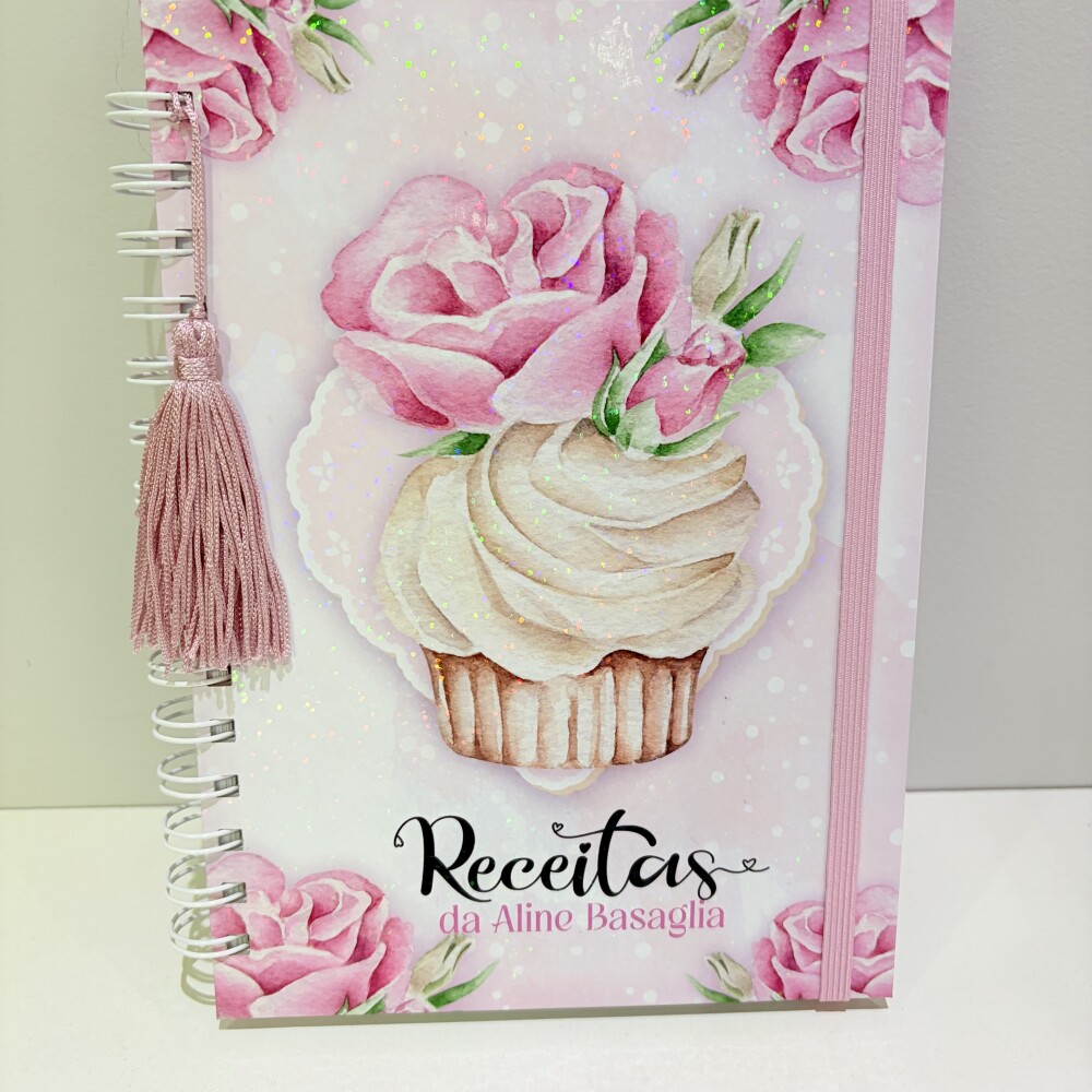 Caderno de Receitas Personalizado Capa Cupcake