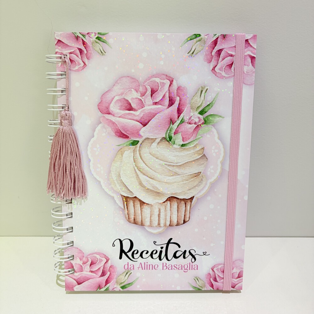 Caderno de Receitas Personalizado Capa Cupcake