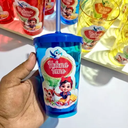 Adesivo em Vinil para Copo Twister Branca de Neve Cute