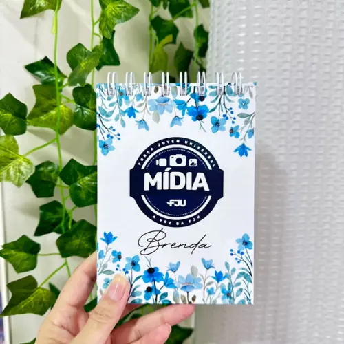 Bloco Anotação A6 Mídia Fju Floral Azul