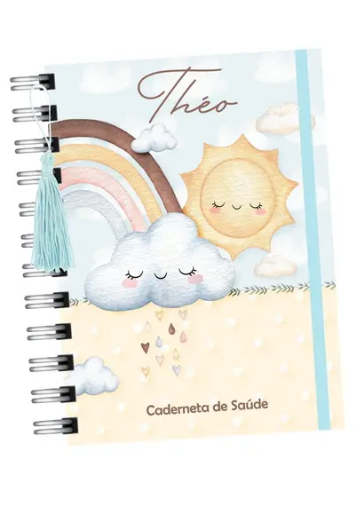 Caderneta de Saúde Vacinação Boho Minimalista Arco Iris