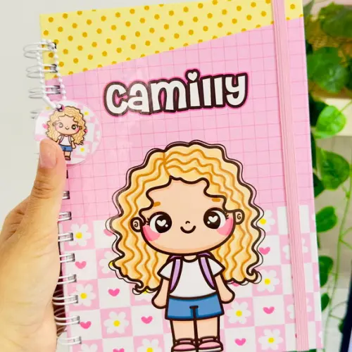 Caderno Escolar Pautado A5 Menina Mascotinha Loira