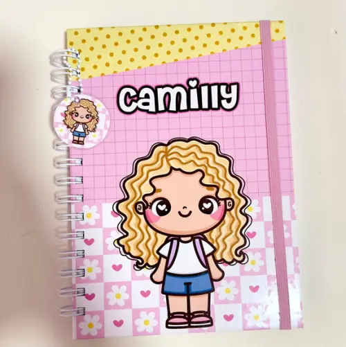 Caderno Escolar Pautado A5 Menina Mascotinha Loira