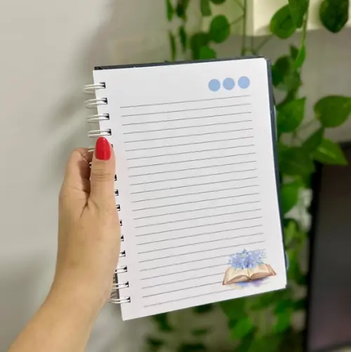 Caderno Pautado A5 Inicial Floral Azul