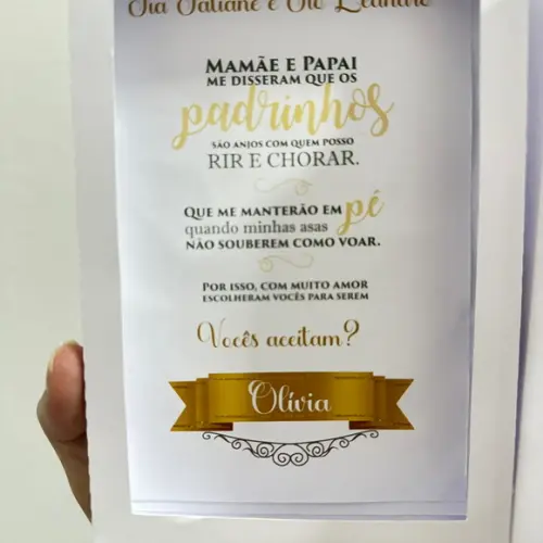 Caixa Convite Padrinhos Batizado Espírito Santo
