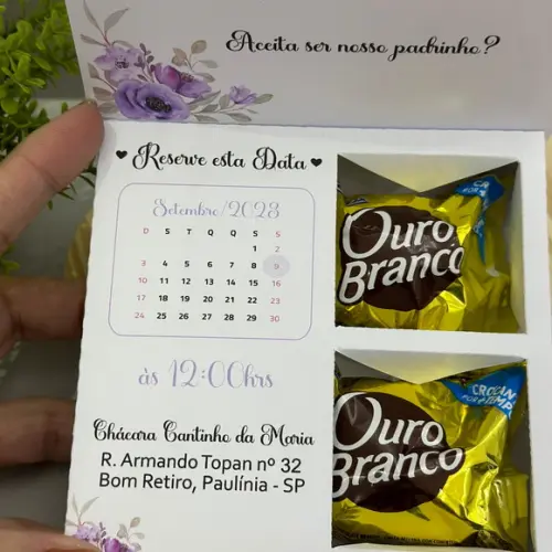 Caixa Convite Padrinhos Casamento