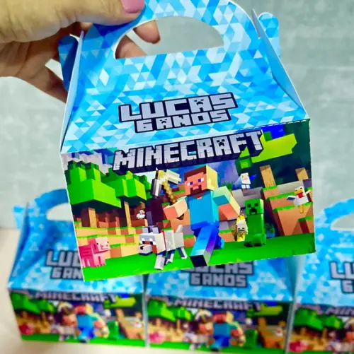 Caixa Maleta Lanche Personalizada Minecraft