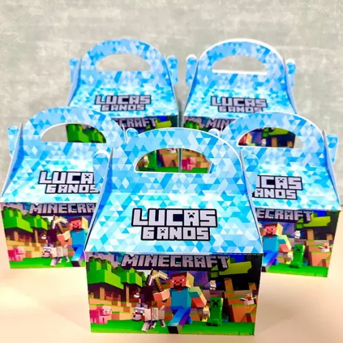 Caixa Maleta Lanche Personalizada Minecraft