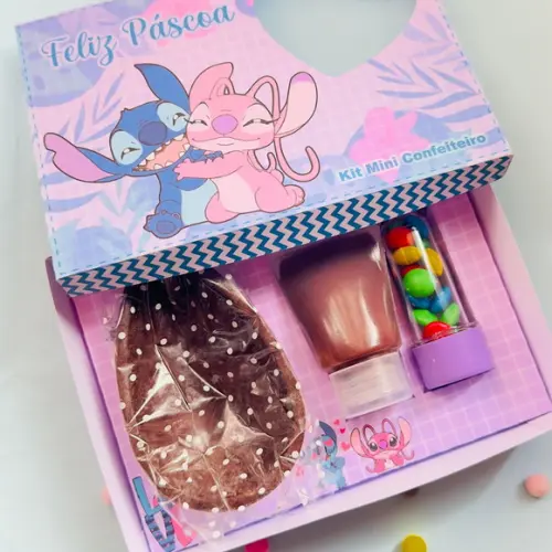 Caixa Mini Confeiteiro Stitch e Angel