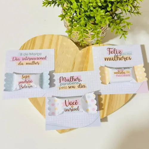 Card com Bala Personalizada Dia da Mulher