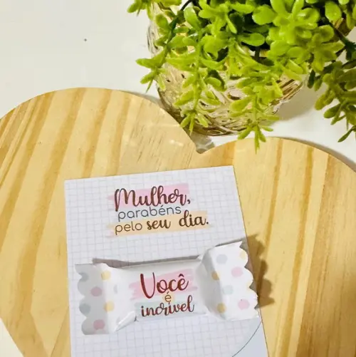 Card com Bala Personalizada Dia da Mulher