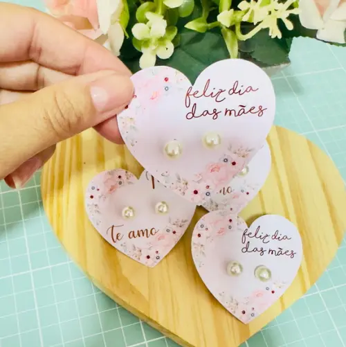 Card Coração para Brinco Dia das Mães (não Acompanha Brinco)