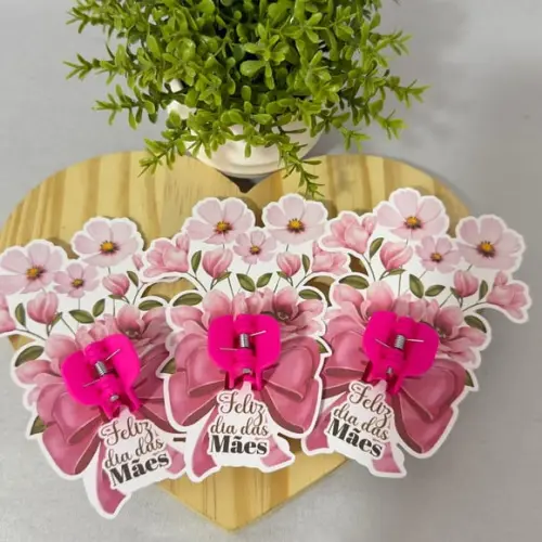 Card Floral com Presilha Dia das Mães