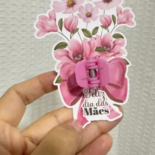 Card Floral com Presilha Dia das Mães