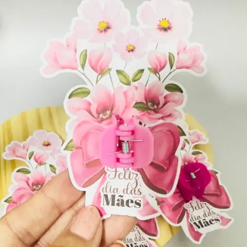 Card Floral com Presilha Dia das Mães