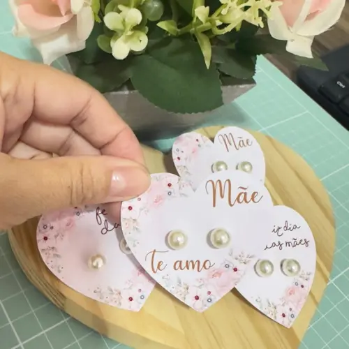 Card Coração para Brinco Dia das Mães (não Acompanha Brinco)