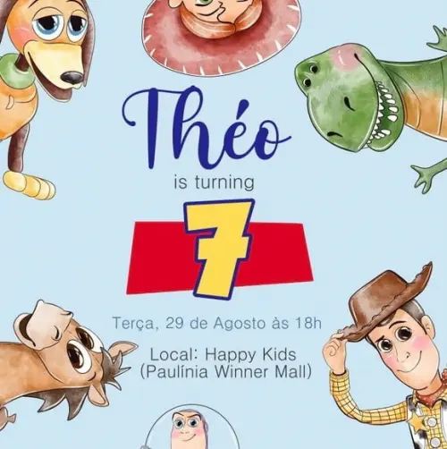 Convite Personalizado Toy Story Aquarela