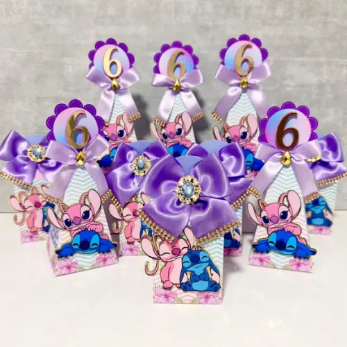 Kit 20 Caixas Personalizadas Stitch e Angel