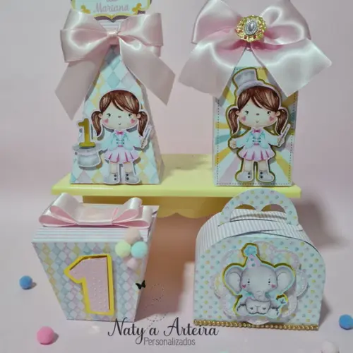 Kit 20 Personalizados Luxo Circo Rosa