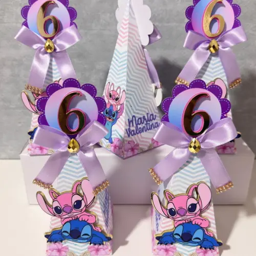 Kit 20 Caixas Personalizadas Stitch e Angel
