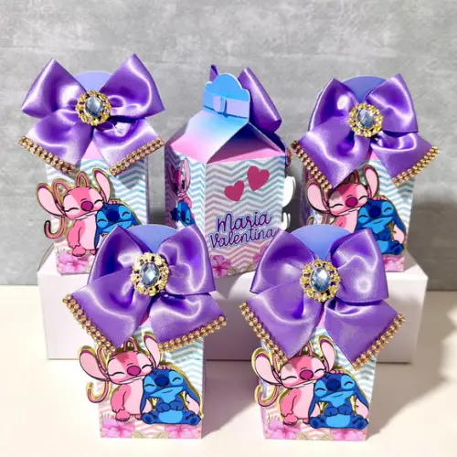 Kit 30 Caixas Personalizadas Stitch e Angel