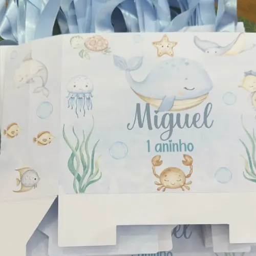 Sacolinha Personalizada Fundo do Mar Aquarela