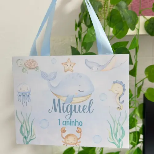 Sacolinha Personalizada Fundo do Mar Aquarela