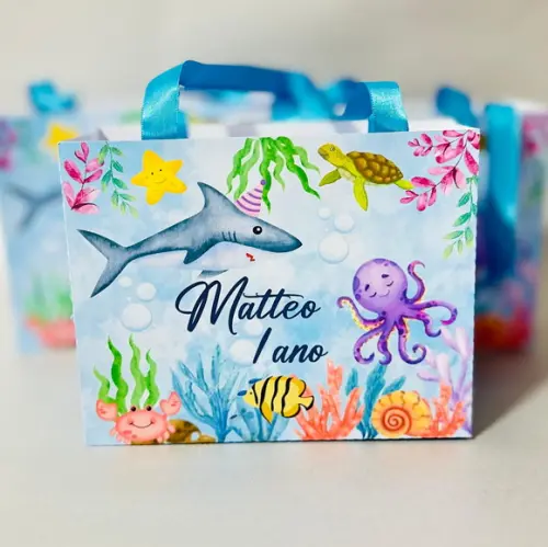 Sacolinha Personalizada Fundo do Mar Tubarão