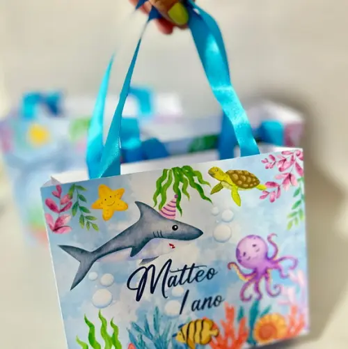 Sacolinha Personalizada Fundo do Mar Tubarão