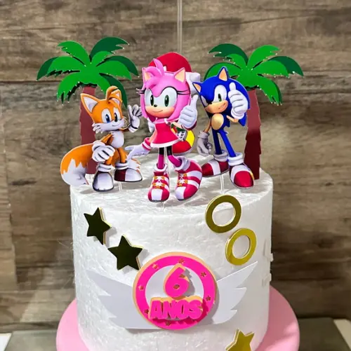 Topo de Bolo Amy Sonic Menina