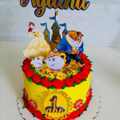 Topo de Bolo a Bela e a Fera