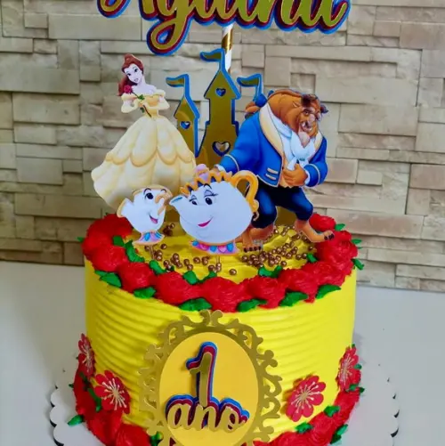 Topo de Bolo a Bela e a Fera