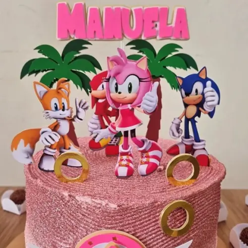 Topo de Bolo Amy Sonic Menina