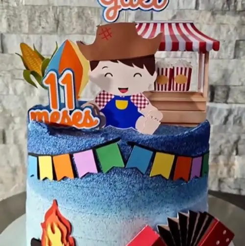 Topo de Bolo Arraiá Menino Festa Junina