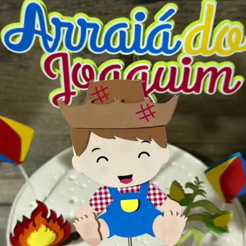 Topo de Bolo Arraiá Menino Festa Junina
