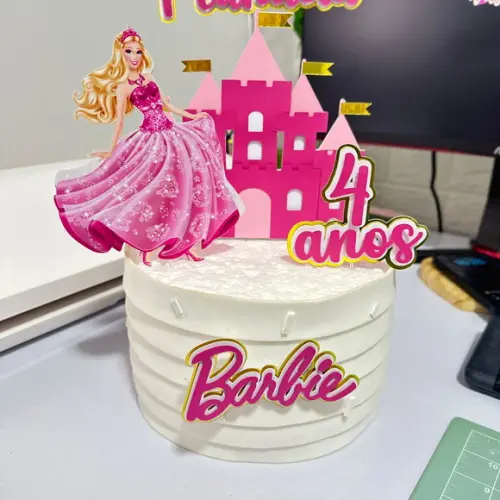 Topo de Bolo Barbie Castelo