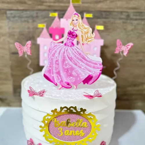 Topo de Bolo Barbie Castelo